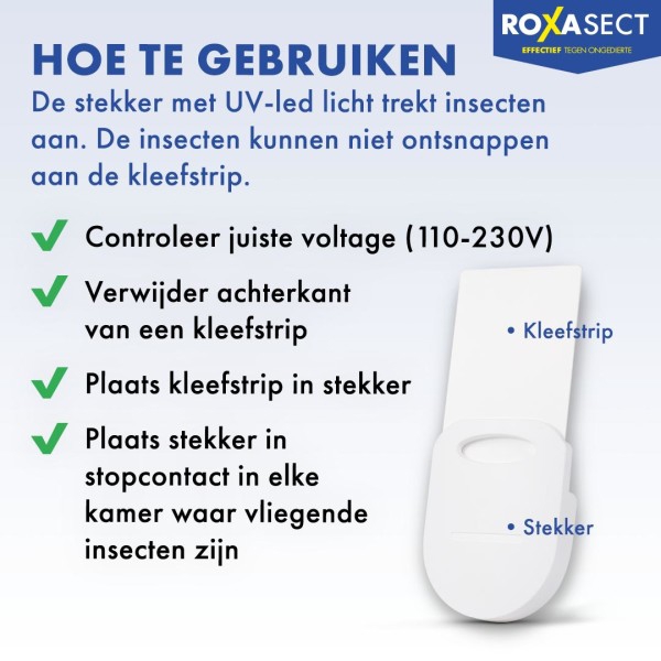 Roxasect Stekker Tegen Vliegende Insecten 100% Natuurlijk 1 stuk