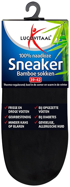 Lucovitaal Bamboe Sneakersok zwart 39-42 1 paar